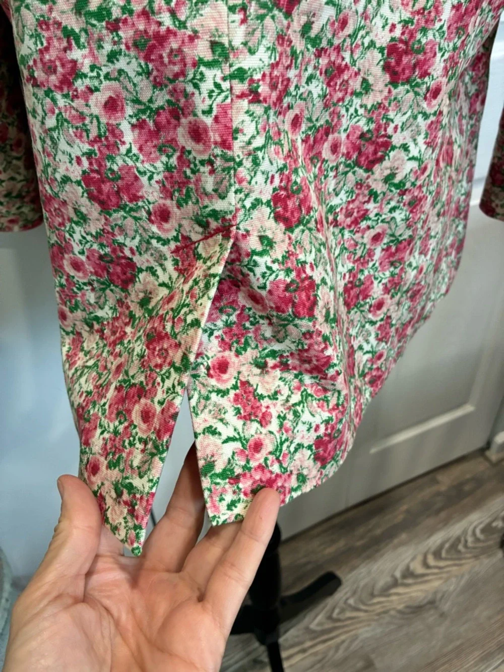 Talbots Floral Pink and Green Cotton Blazer - Picture 7 of 10